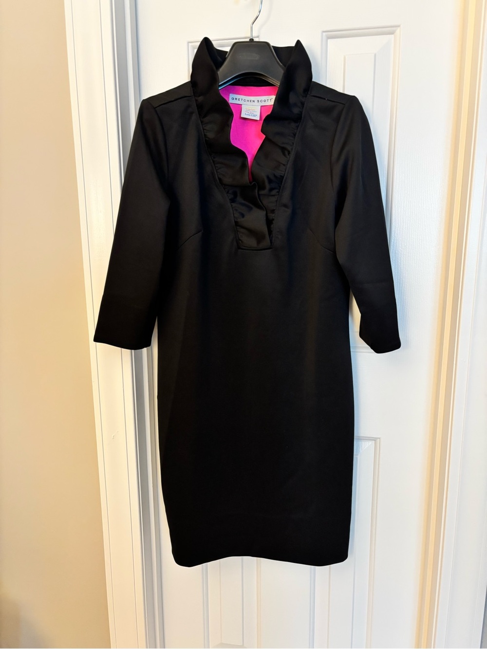 Gretchen Scott Black Ruffle-Trim Dress